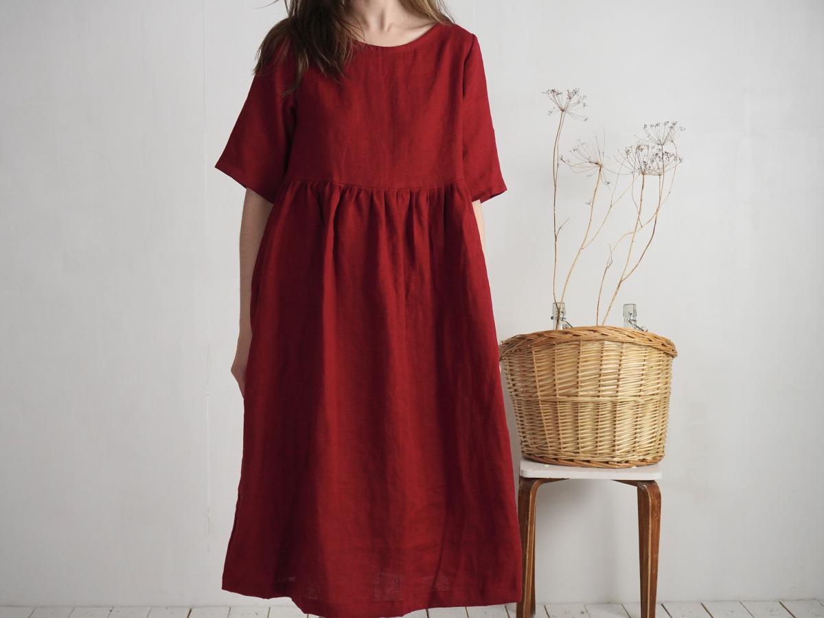 Robe longue bohème en lin à taille empire COLORADO