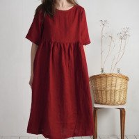 Robe longue bohème en lin à taille empire COLORADO
