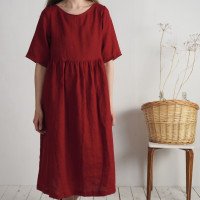 Robe longue bohème en lin à taille empire COLORADO