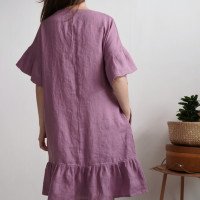 Robe rétro en lin à manches volantées SALADO