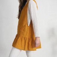 Robe tablier courte en lin à volant IGUACU