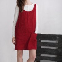 Robe tablier courte en lin ALABAMA