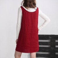 Robe tablier courte en lin ALABAMA