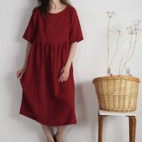 Robe longue bohème en lin à taille empire COLORADO