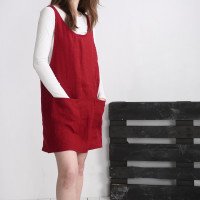 Robe tablier courte en lin ALABAMA