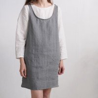 Robe tablier courte en lin ALABAMA