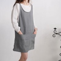 Robe tablier courte en lin ALABAMA