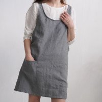 Robe tablier courte en lin ALABAMA