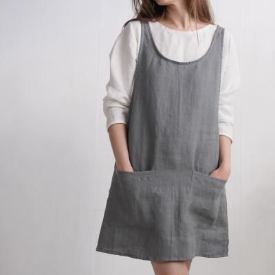 Robe tablier courte en lin ALABAMA
