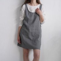 Robe tablier courte en lin ALABAMA