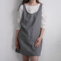 Robe tablier courte en lin ALABAMA