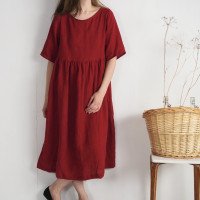 Robe longue bohème en lin à taille empire COLORADO