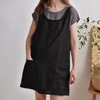 Robe tablier courte en lin ALABAMA
