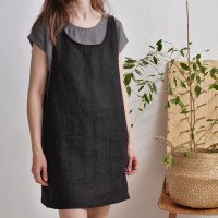Robe tablier courte en lin ALABAMA
