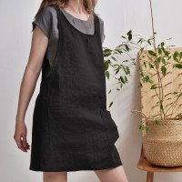 Robe tablier courte en lin ALABAMA