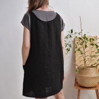 Robe tablier courte en lin ALABAMA