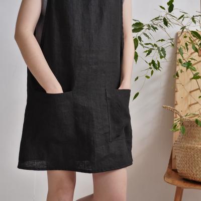 Robe tablier courte en lin ALABAMA