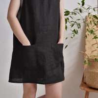 Robe tablier courte en lin ALABAMA