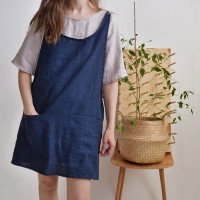 Robe tablier courte en lin ALABAMA