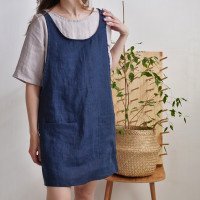 Robe tablier courte en lin ALABAMA