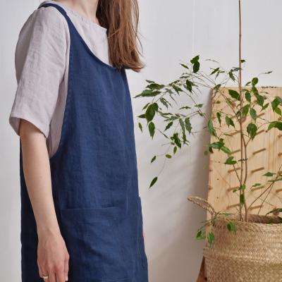 Robe tablier courte en lin ALABAMA