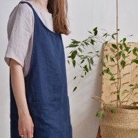 Robe tablier courte en lin ALABAMA