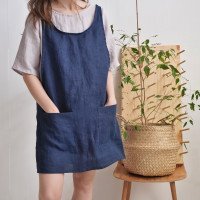 Robe tablier courte en lin ALABAMA