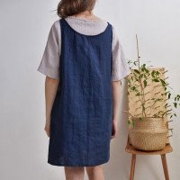 Robe tablier courte en lin ALABAMA