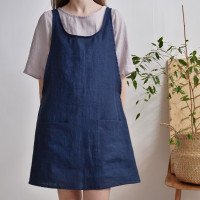 Robe tablier courte en lin ALABAMA