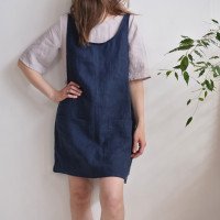 Robe tablier courte en lin ALABAMA
