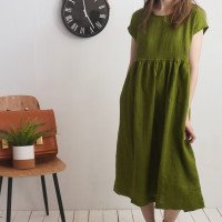 Robe longue bohème de grossesse en lin à taille empire AMAZON