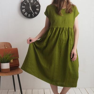 Robe longue bohème de grossesse en lin à taille empire AMAZON