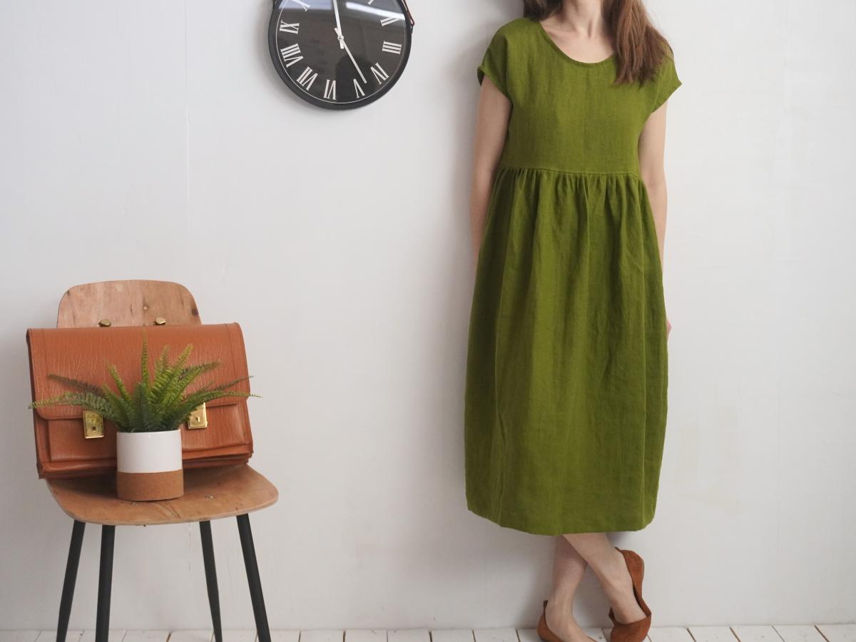 Robe longue bohème de grossesse en lin à taille empire AMAZON