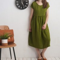 Robe longue bohème de grossesse en lin à taille empire AMAZON