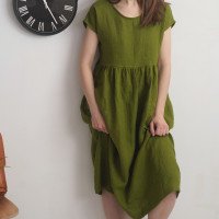 Robe longue bohème de grossesse en lin à taille empire AMAZON