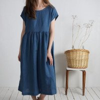 Robe longue bohème en lin à taille empire AMAZON