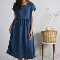 Robe longue bohème en lin à taille empire AMAZON