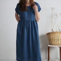 Robe longue bohème en lin à taille empire AMAZON