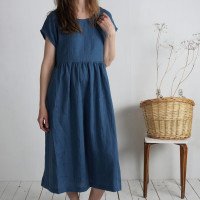 Robe longue bohème en lin à taille empire AMAZON