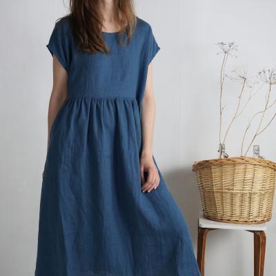 Robe longue bohème en lin à taille empire AMAZON