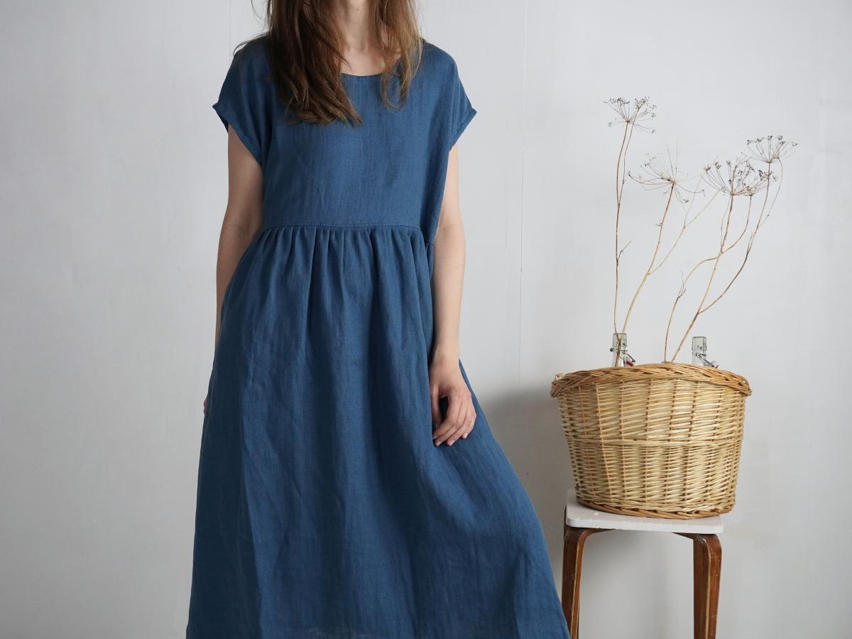 Robe longue bohème en lin à taille empire AMAZON