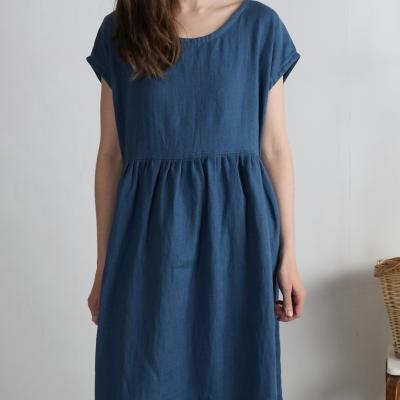 Robe longue bohème en lin à taille empire AMAZON