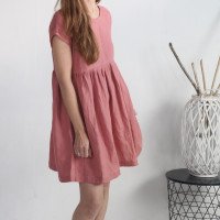 Robe courte ample en lin à taille empire BENI