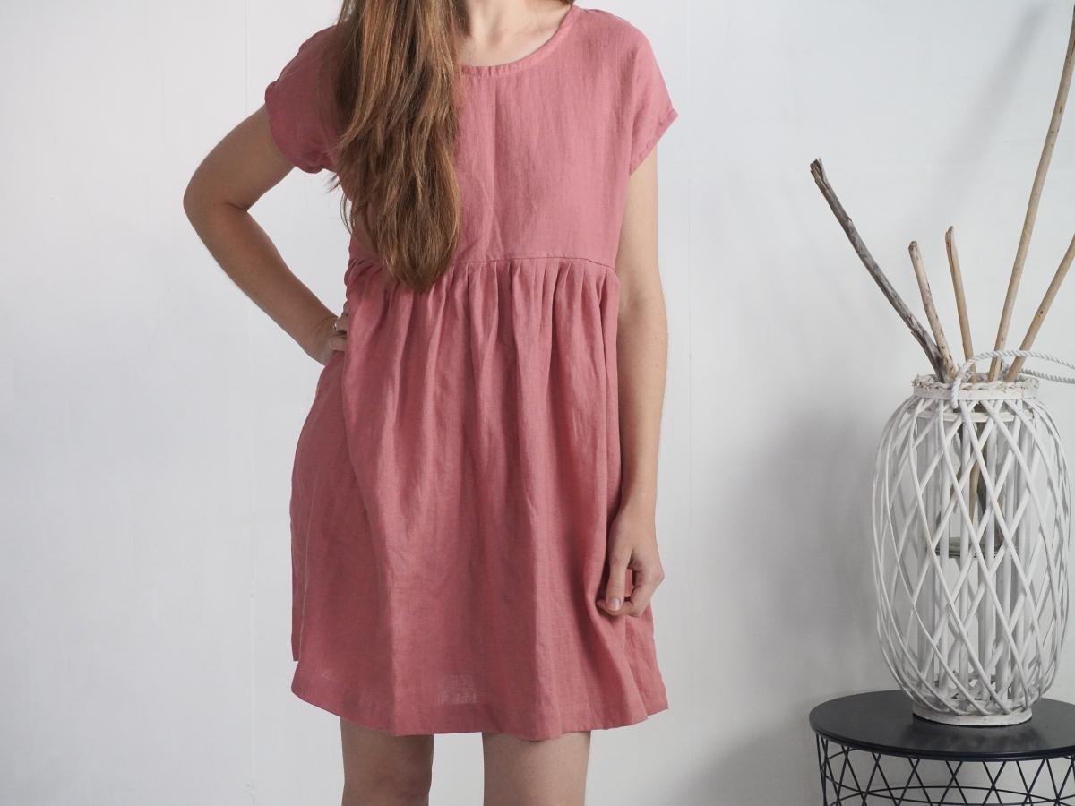 Robe courte ample en lin à taille empire BENI