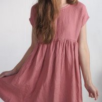 Robe courte ample en lin à taille empire BENI