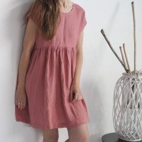 Robe courte ample en lin à taille empire BENI