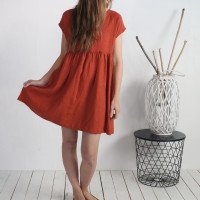 Robe courte ample en lin à col V SHATTAL