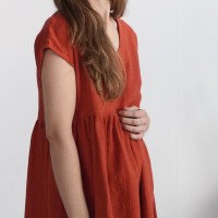 Robe courte ample en lin à col V SHATTAL