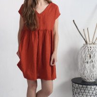 Robe courte ample en lin à col V SHATTAL