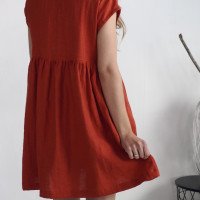 Robe courte ample en lin à col V SHATTAL